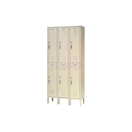 Global Equipment Capital Double Tier 6 Door Locker, 12"Wx18"Dx36"H, Tan, Assembled 652149TN